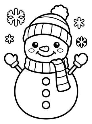 Muñeco de Nieve con Bufanda para colorir Desenho de Muñeco de Nieve con Bufanda para colorir e imprimir grátis