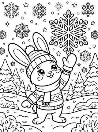 Conejito y Copos de Nieve para colorir Desenho de Conejito y Copos de Nieve para colorir e imprimir grátis