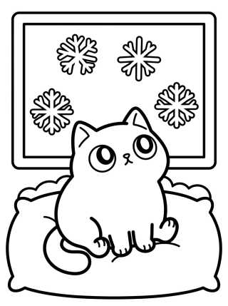 Gatito Viendo la Nieve Caer para colorir Desenho de Gatito Viendo la Nieve Caer para colorir e imprimir grátis