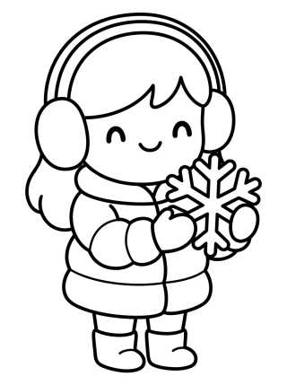 Niña con Abrigo Jugando en la Nieve para colorir Desenho de Niña con Abrigo Jugando en la Nieve para colorir e imprimir grátis