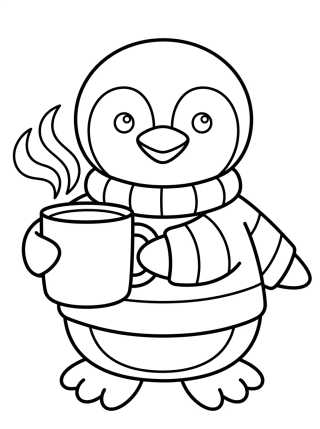 Pingüino con abrigo de invierno para colorir Desenho de Pingüino con abrigo de invierno para colorir e imprimir grátis