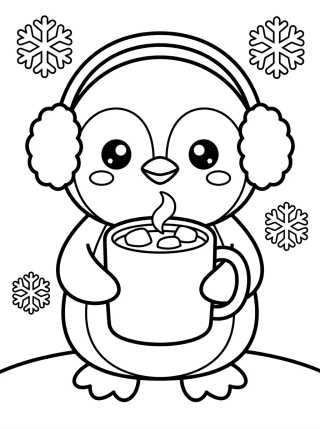 Pingüino con Chocolate Caliente para colorir Desenho de Pingüino con Chocolate Caliente para colorir e imprimir grátis