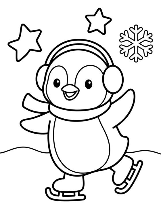 Pingüino Feliz Patinando sobre Hielo para colorir Desenho de Pingüino Feliz Patinando sobre Hielo para colorir e imprimir grátis