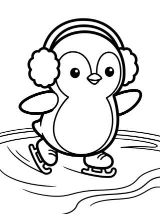 Pingüino Tierno Patinando en el Hielo para colorir Desenho de Pingüino Tierno Patinando en el Hielo para colorir e imprimir grátis