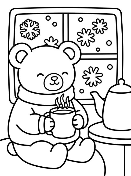 Osito Lindo Tomando Té Calientito para colorir Desenho de Osito Lindo Tomando Té Calientito para colorir e imprimir grátis