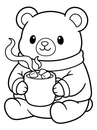 Osito Tomando Chocolate Caliente para colorir Desenho de Osito Tomando Chocolate Caliente para colorir e imprimir grátis