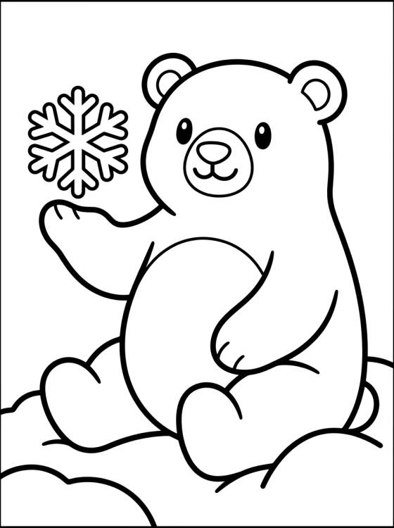 Oso Polar y Copos de Nieve para colorir Desenho de Oso Polar y Copos de Nieve para colorir e imprimir grátis