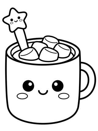Taza de Chocolate Caliente Tierna para colorir Desenho de Taza de Chocolate Caliente Tierna para colorir e imprimir grátis
