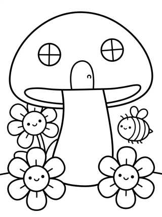 Hongo Mágico y Flores de Jardín para colorir Desenho de Hongo Mágico y Flores de Jardín para colorir e imprimir grátis