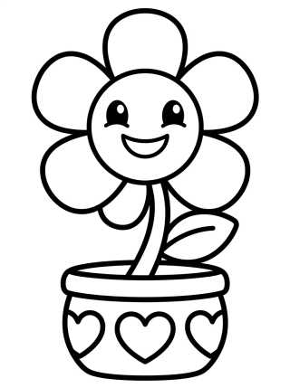 Florecita Sonriente en su Maceta para colorir Desenho de Florecita Sonriente en su Maceta para colorir e imprimir grátis