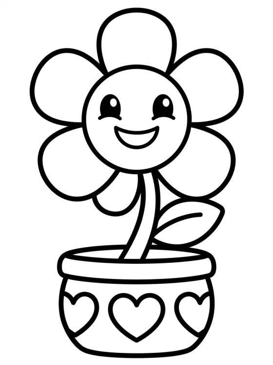 Florecita Sonriente en su Maceta para colorir Desenho de Florecita Sonriente en su Maceta para colorir e imprimir grátis