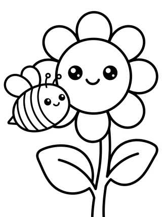 Girasol Tierno con Abejita para colorir Desenho de Girasol Tierno con Abejita para colorir e imprimir grátis
