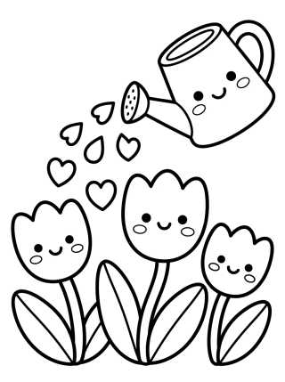 Regadera Mágica con Tulipanes para colorir Desenho de Regadera Mágica con Tulipanes para colorir e imprimir grátis