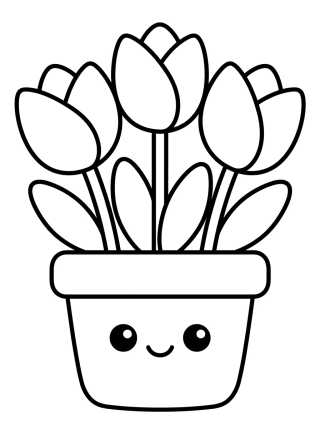 Macetita de Flores Kawaii para colorir Desenho de Macetita de Flores Kawaii para colorir e imprimir grátis