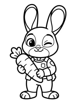 Judy Hopps con Pluma de Zanahoria para colorir Desenho de Judy Hopps con Pluma de Zanahoria para colorir e imprimir grátis