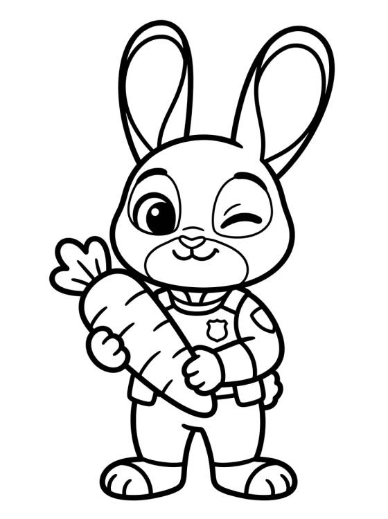 Judy Hopps con Pluma de Zanahoria para colorir Desenho de Judy Hopps con Pluma de Zanahoria para colorir e imprimir grátis