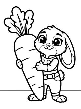 Judy Hopps con Zanahoria Gigante para colorir Desenho de Judy Hopps con Zanahoria Gigante para colorir e imprimir grátis