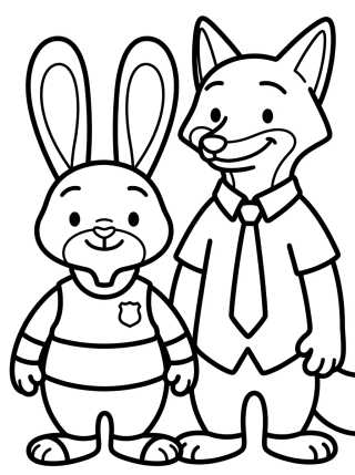 Judy Hopps y Nick Wilde Amigos para colorir Desenho de Judy Hopps y Nick Wilde Amigos para colorir e imprimir grátis