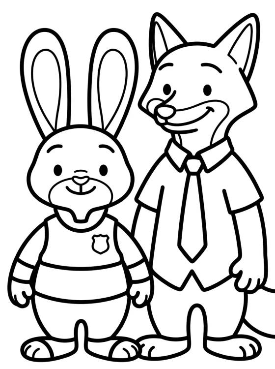 Judy Hopps y Nick Wilde Amigos para colorir Desenho de Judy Hopps y Nick Wilde Amigos para colorir e imprimir grátis