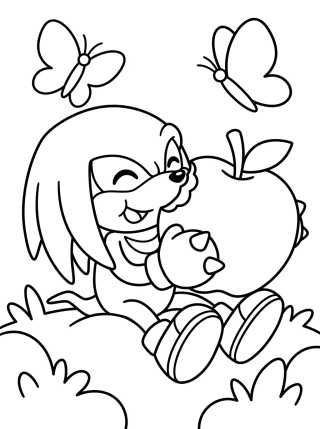 Knuckles Comiendo Frutas para colorir Desenho de Knuckles Comiendo Frutas para colorir e imprimir grátis