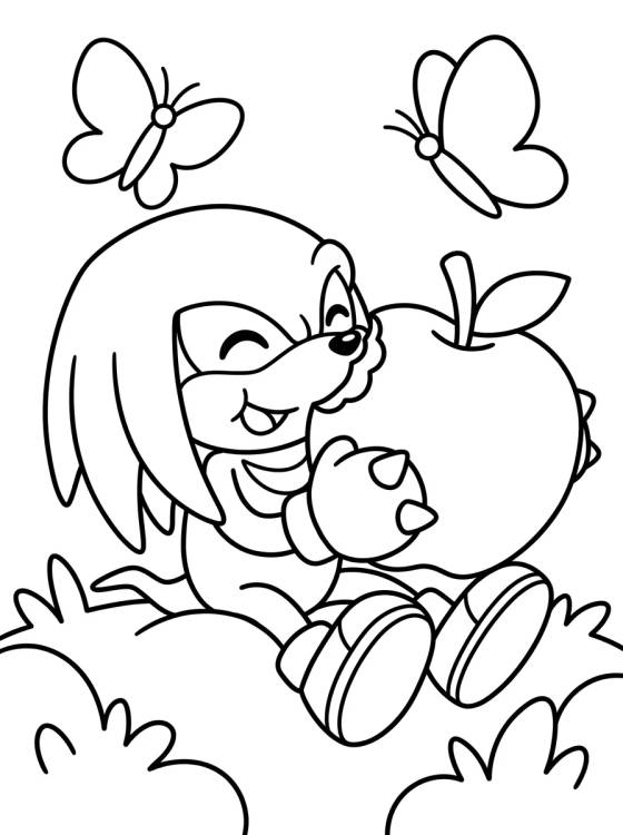 Knuckles Comiendo Frutas para colorir Desenho de Knuckles Comiendo Frutas para colorir e imprimir grátis