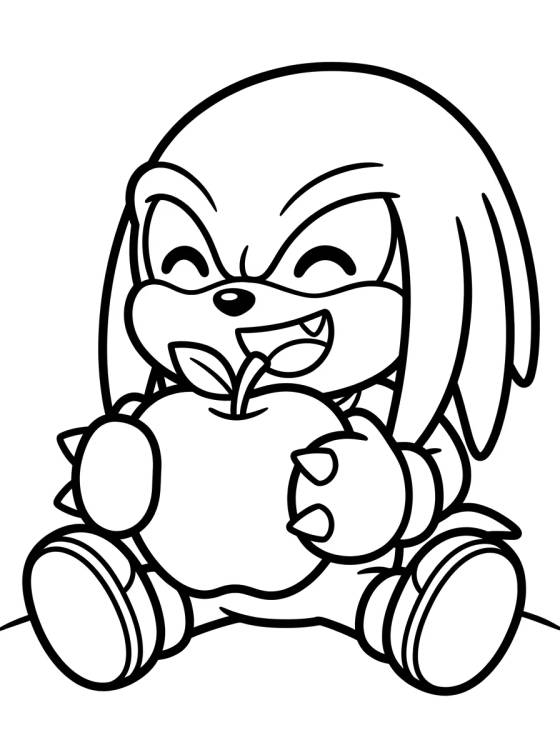 Knuckles Comiendo una Fruta para colorir Desenho de Knuckles Comiendo una Fruta para colorir e imprimir grátis