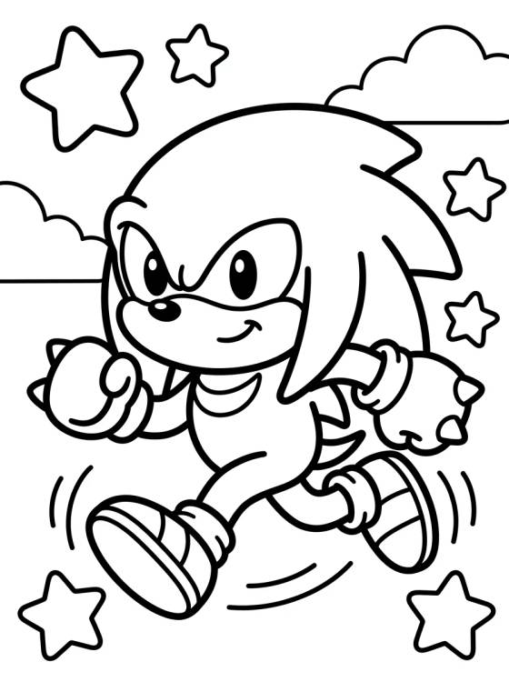 Knuckles Corriendo Feliz para colorir Desenho de Knuckles Corriendo Feliz para colorir e imprimir grátis