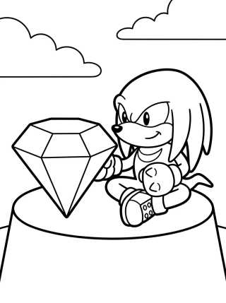 Knuckles Protegiendo la Esmeralda Maestra para colorir Desenho de Knuckles Protegiendo la Esmeralda Maestra para colorir e imprimir grátis