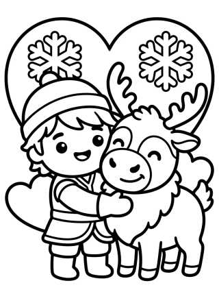 Kristoff Abrazando al Reno Sven Tiernos para colorir Desenho de Kristoff Abrazando al Reno Sven Tiernos para colorir e imprimir grátis