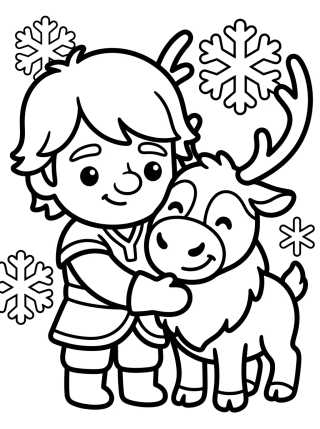 Kristoff Abrazando al Tierno Sven para colorir Desenho de Kristoff Abrazando al Tierno Sven para colorir e imprimir grátis