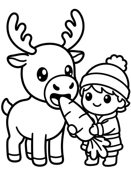 Kristoff Alimentando a Sven con Zanahoria para colorir Desenho de Kristoff Alimentando a Sven con Zanahoria para colorir e imprimir grátis