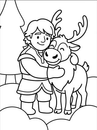 Kristoff y Sven Abrazados Tiernos para colorir Desenho de Kristoff y Sven Abrazados Tiernos para colorir e imprimir grátis
