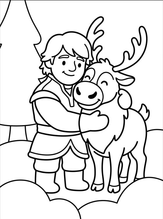 Kristoff y Sven Abrazados Tiernos para colorir Desenho de Kristoff y Sven Abrazados Tiernos para colorir e imprimir grátis