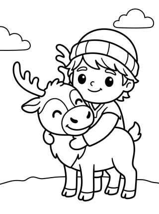 Kristoff y Sven Abrazados para colorir Desenho de Kristoff y Sven Abrazados para colorir e imprimir grátis