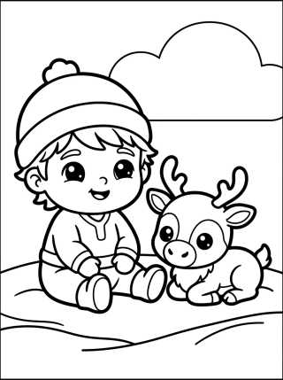 Kristoff y Sven Bebé Kawaii para colorir Desenho de Kristoff y Sven Bebé Kawaii para colorir e imprimir grátis