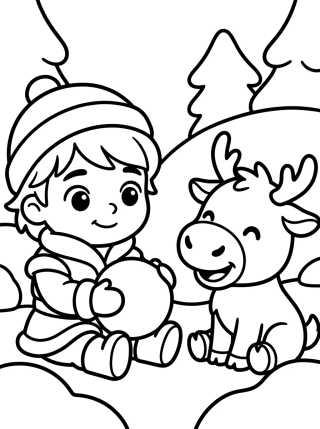Kristoff y Sven Bebés Kawaii para colorir Desenho de Kristoff y Sven Bebés Kawaii para colorir e imprimir grátis