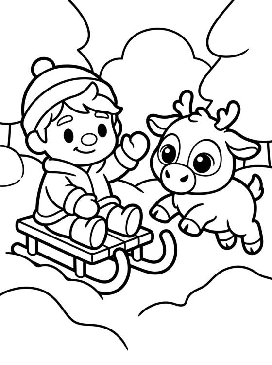 Kristoff y Sven Bebés Kawaii para colorir Desenho de Kristoff y Sven Bebés Kawaii para colorir e imprimir grátis