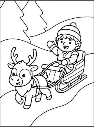 Kristoff y Sven en el Trineo de Nieve para colorir Desenho de Kristoff y Sven en el Trineo de Nieve para colorir e imprimir grátis