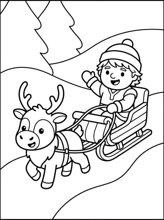 Kristoff y Sven en el Trineo de Nieve para colorir Desenho de Kristoff y Sven en el Trineo de Nieve para colorir e imprimir grátis