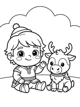 Kristoff y Sven de Bebés para colorir Desenho de Kristoff y Sven de Bebés para colorir e imprimir grátis