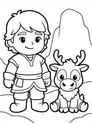 Sven Bebé y Kristoff Niño para colorir Desenho de Sven Bebé y Kristoff Niño para colorir e imprimir grátis