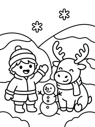 Sven y Kristoff Jugando en la Nieve para colorir Desenho de Sven y Kristoff Jugando en la Nieve para colorir e imprimir grátis