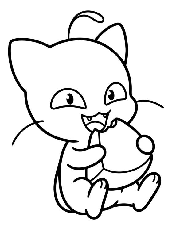 Plagg el Kwami Gatito Comiendo Queso para colorir Desenho de Plagg el Kwami Gatito Comiendo Queso para colorir e imprimir grátis