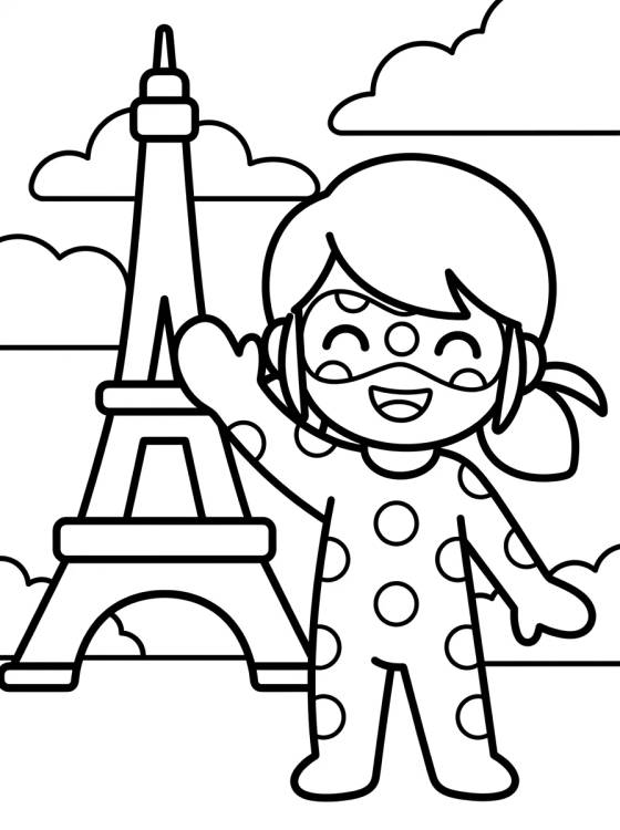 Ladybug Saludando en París para colorir Desenho de Ladybug Saludando en París para colorir e imprimir grátis