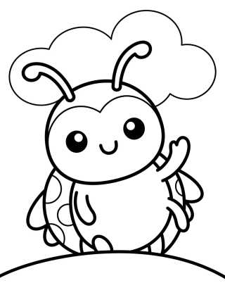 Ladybug Saludando Kawaii para colorir Desenho de Ladybug Saludando Kawaii para colorir e imprimir grátis
