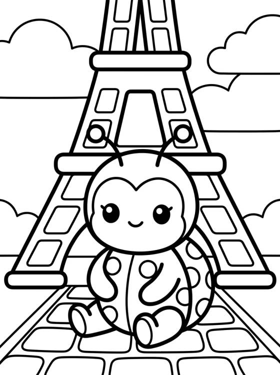 Ladybug Chibi en París para colorir Desenho de Ladybug Chibi en París para colorir e imprimir grátis