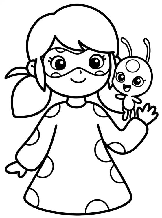 Ladybug con Tikki Kawaii para colorir Desenho de Ladybug con Tikki Kawaii para colorir e imprimir grátis
