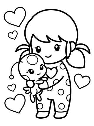 Ladybug con Tikki para colorir Desenho de Ladybug con Tikki para colorir e imprimir grátis