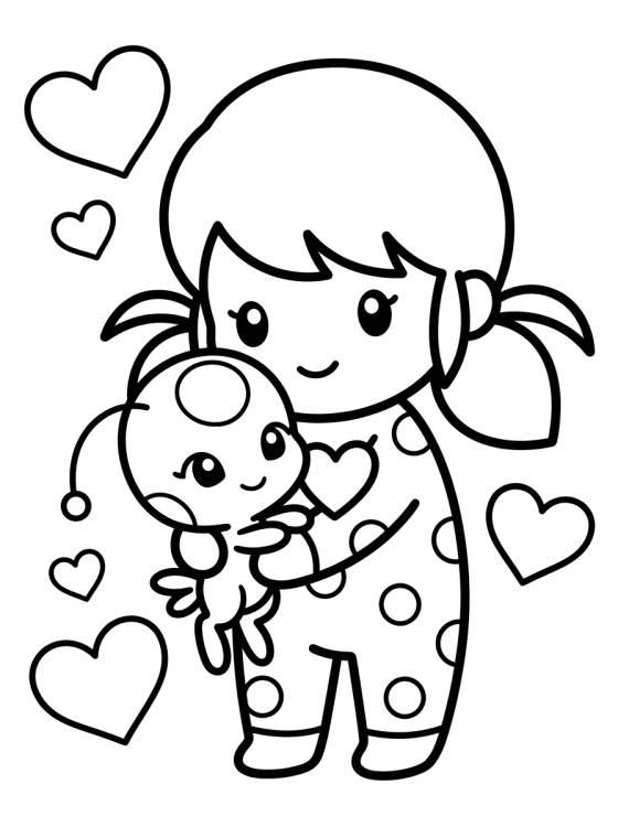 Ladybug con Tikki para colorir Desenho de Ladybug con Tikki para colorir e imprimir grátis