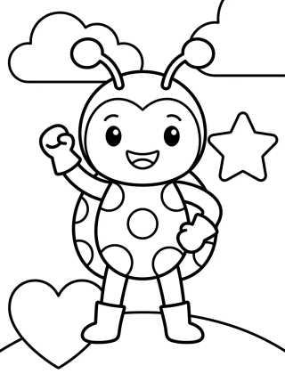 Ladybug en Pose Heroica Tierna para colorir Desenho de Ladybug en Pose Heroica Tierna para colorir e imprimir grátis